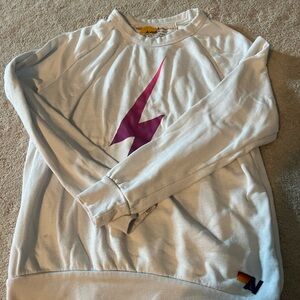 Aviator Nation White Sweatshirt with Pink Accent